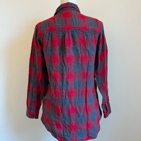 Madewell Ex-Boyfriend Shirt in Lansing Red Grey Plaid Size XS - Picture 4 of 5